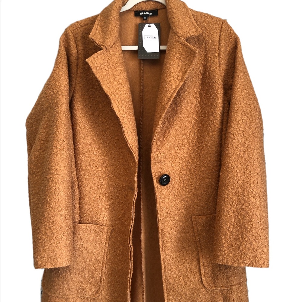 NWT ASOS Long camel coat with belt from Naa Naa Size M $129 - Picture 9 of 11